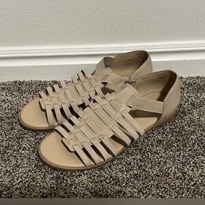 Eileen Fisher Rato Honey Nubuck Strappy Sandals Womens Size 8.5